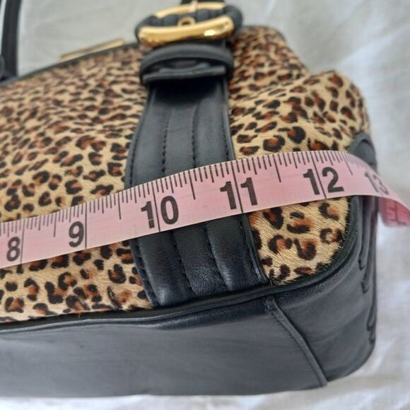 Hair Calf Leather Leopard/Cheetah Print Satchel bag Cottagecore Grandmacore - Picture 6 of 15